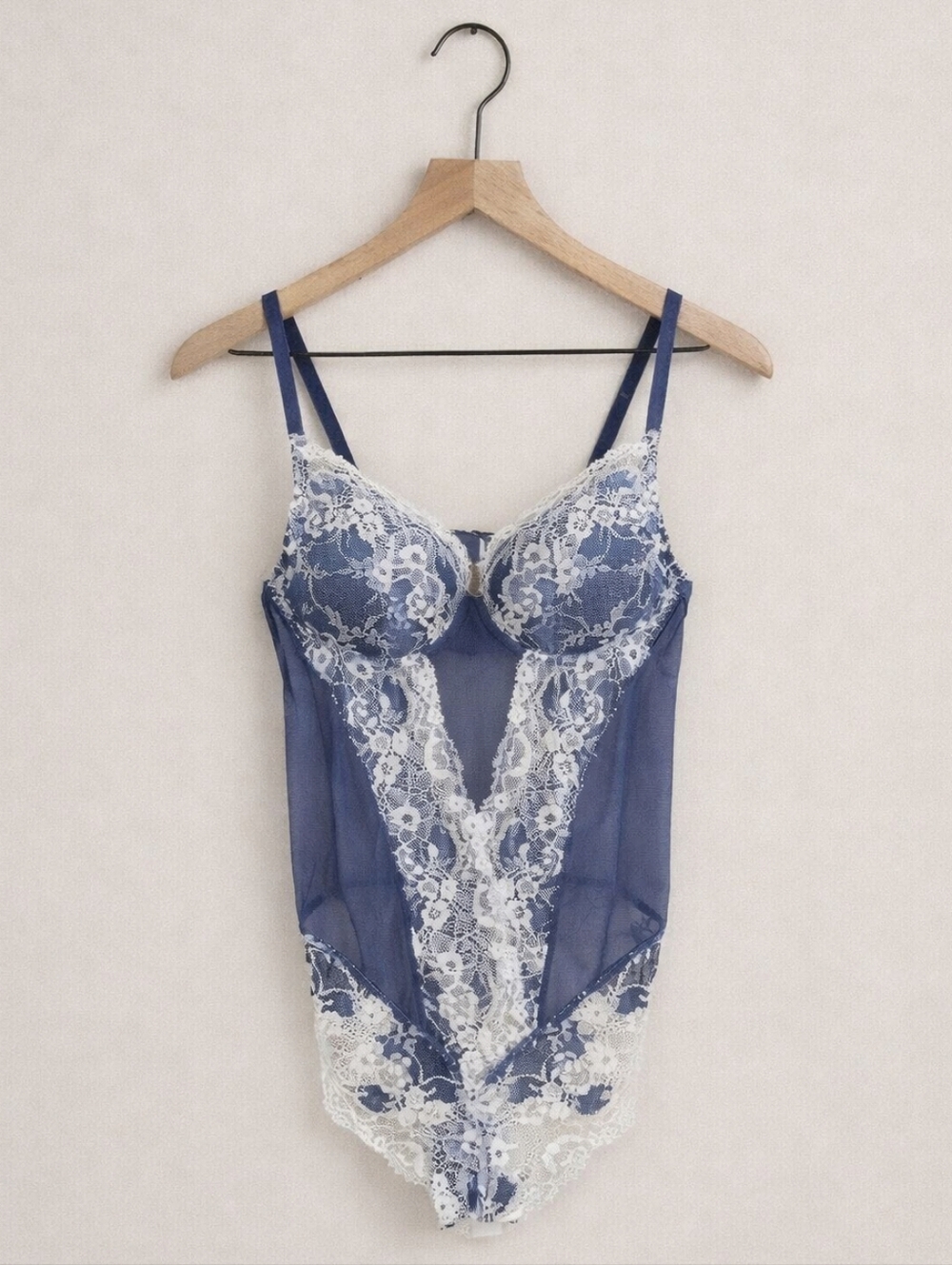 Yamamay Primula Pearl Grey & White Lace Lingerie Bodysuit Size Medium Balletcore